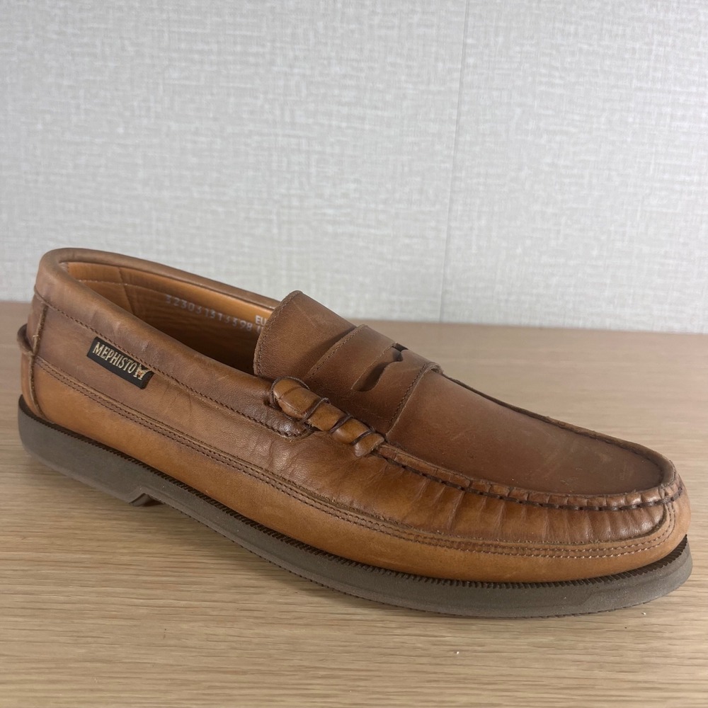 Mephisto Mens Tan Leather Penny Loafers Moc Toe Shoes US 9 EUR 8.5 Portugal